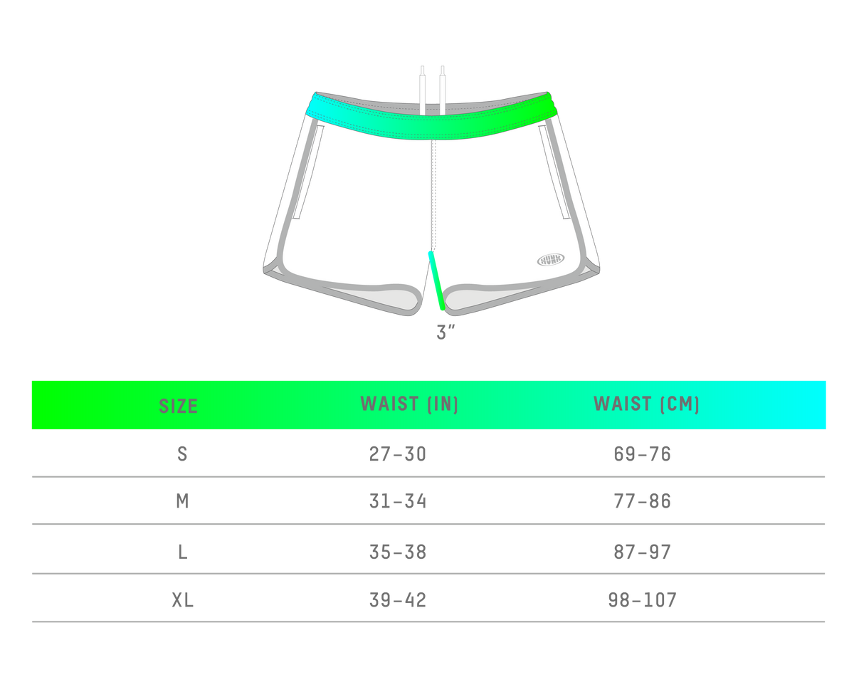 Hybrid Short 3" size chart